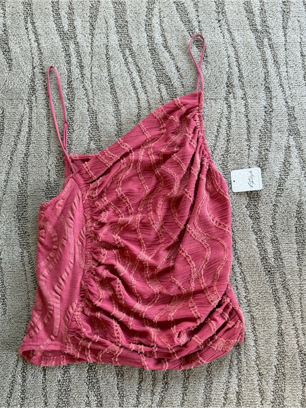 Free People Rose Pink Ruched Textured Cami